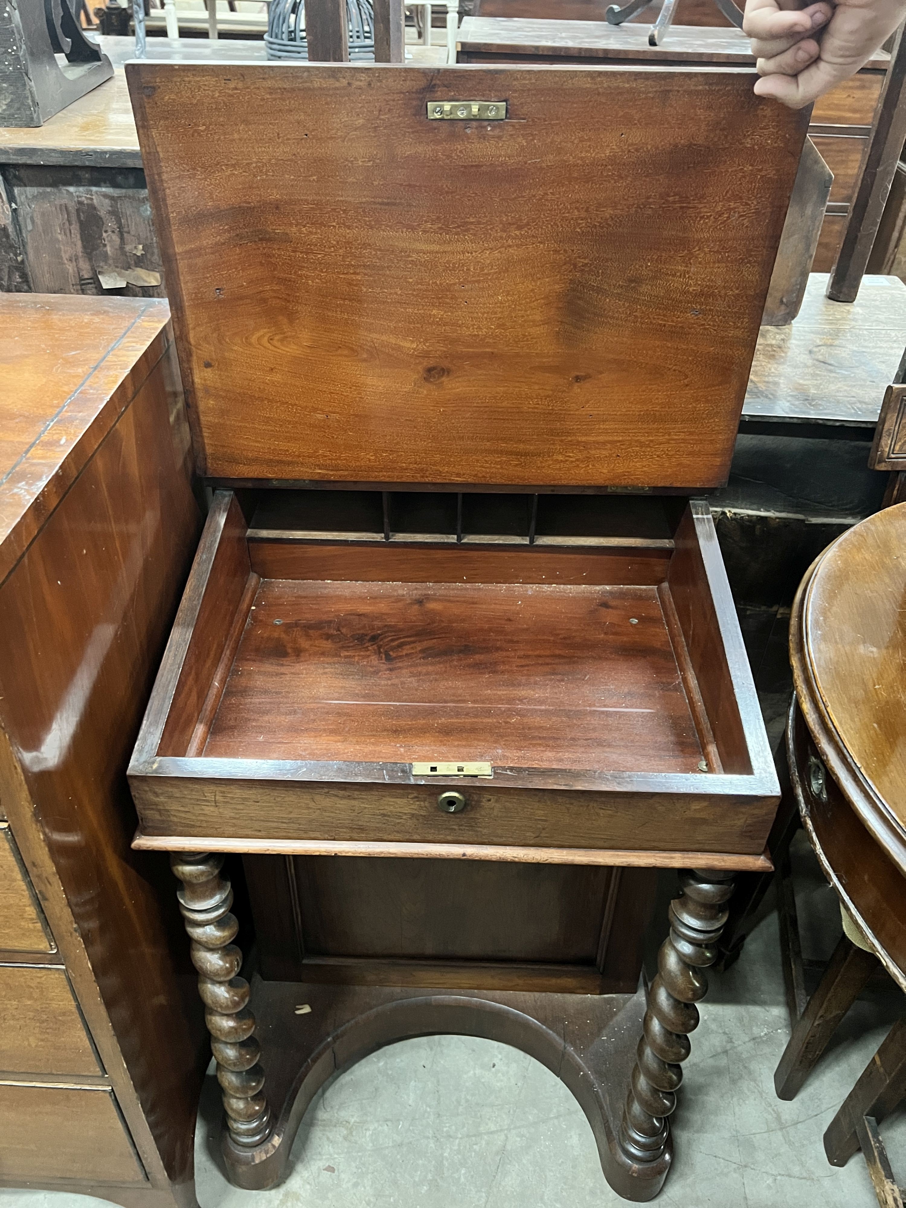 A Victorian rosewood davenport, width 54cm, depth 54cm, height 83cm